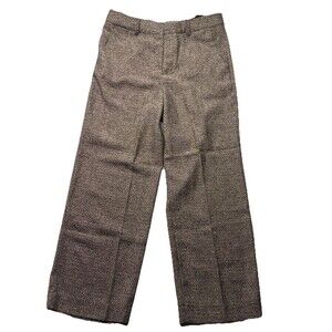 Soft Surroundings Tweed Pants Size 14 Brown Mid-Rise Wide Leg Career Old Money